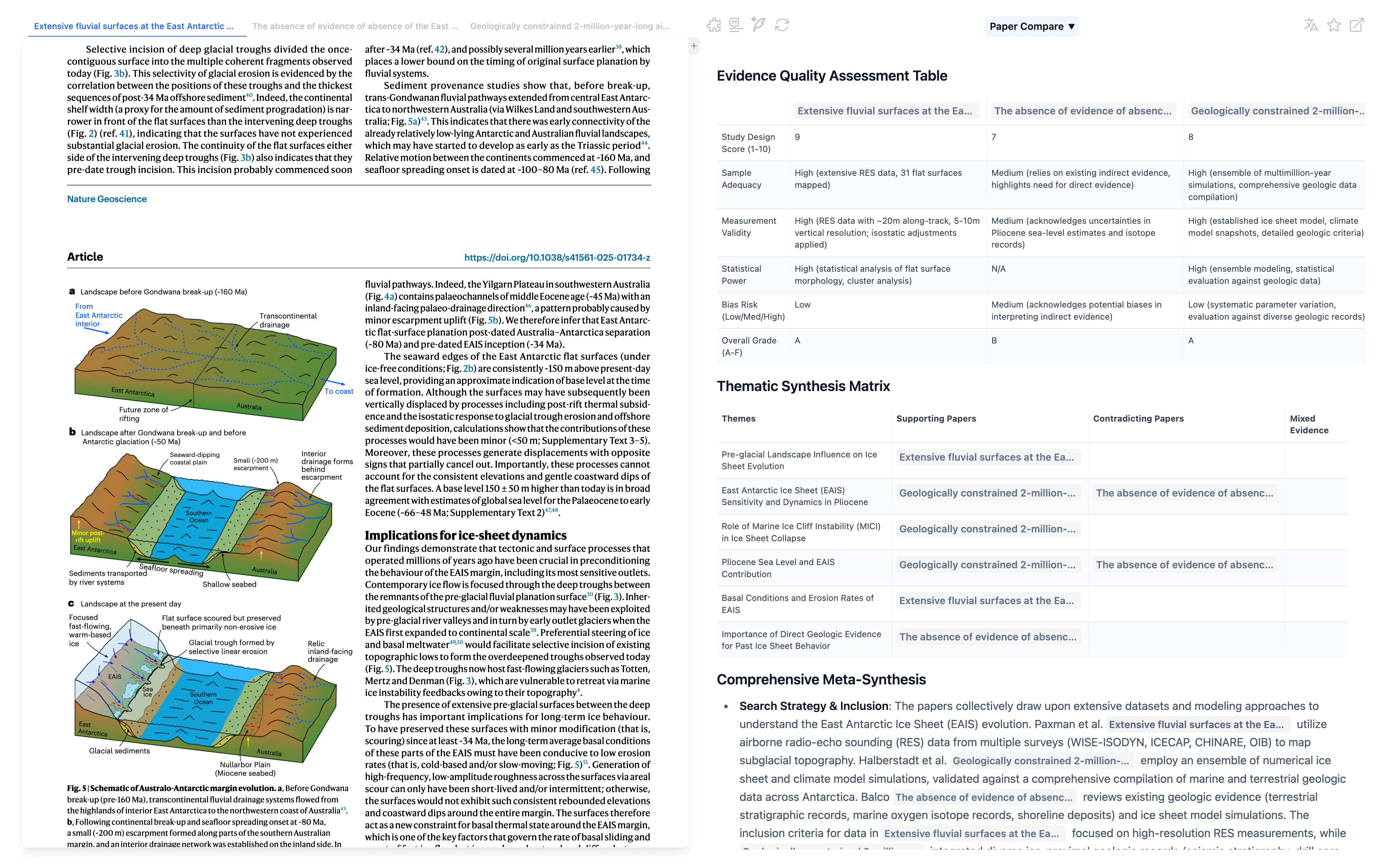 OpenRead AI paper analysis interface showing automated research summaries and key insights extraction